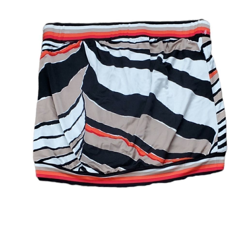 Trina Turk Orange, Black & Cream Striped Mini Skirt